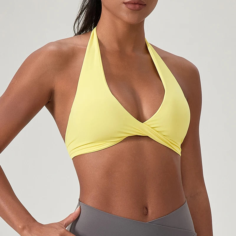 Halter Neck Sports Bra | Open Back, Quick-Dry | Extended Sizes S–2XL | RestWellActive