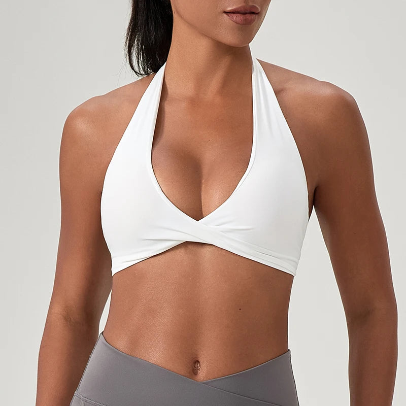 Halter Neck Sports Bra | Open Back, Quick-Dry | Extended Sizes S–2XL | RestWellActive