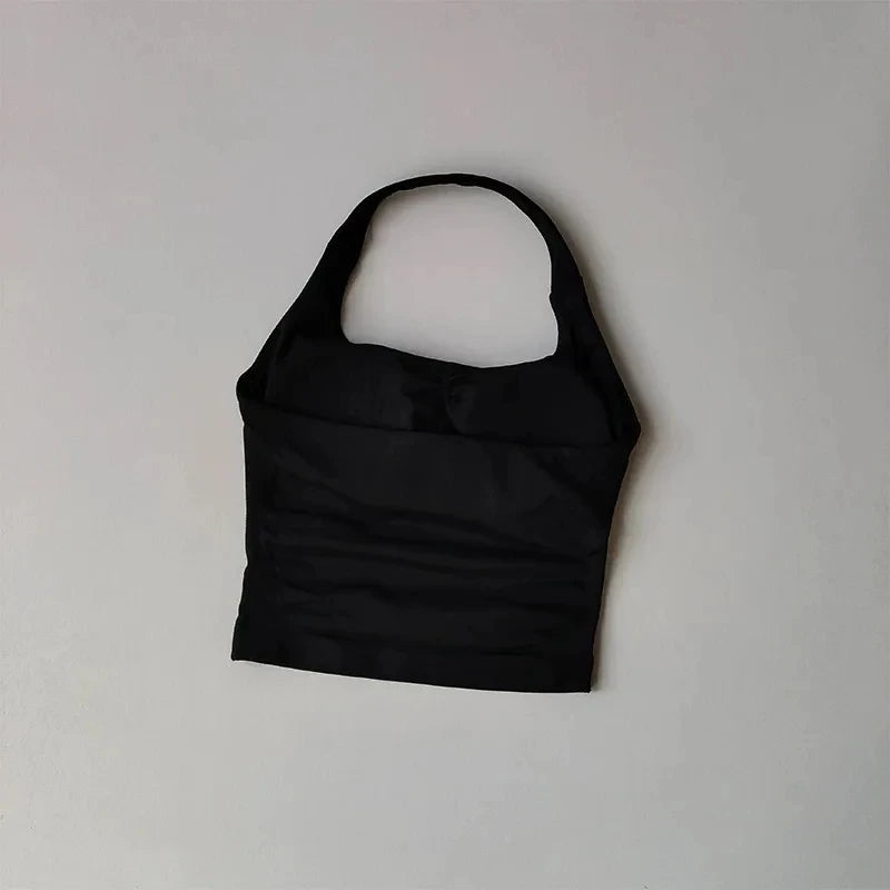 Seamless Halter Neck Yoga Tank Top | Built-In Bra, Open Back | RestWellActive