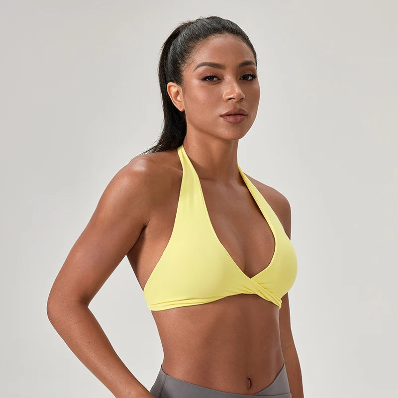 Halter Neck Sports Bra | Open Back, Quick-Dry | Extended Sizes S–2XL | RestWellActive