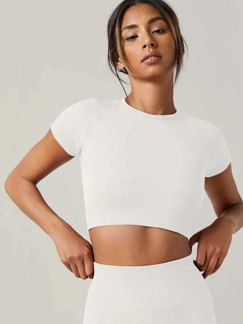 Short Sleeve Seamless Yoga Top | Quick-Dry, Four-Way Stretch | RestWellActive