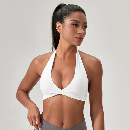 Halter Neck Sports Bra | Open Back, Quick-Dry | Extended Sizes S–2XL | RestWellActive