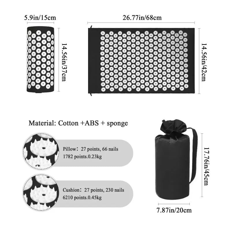 Acupressure Mat & Pillow Set | Stress Relief, Back Pain & Deep Muscle Relaxation