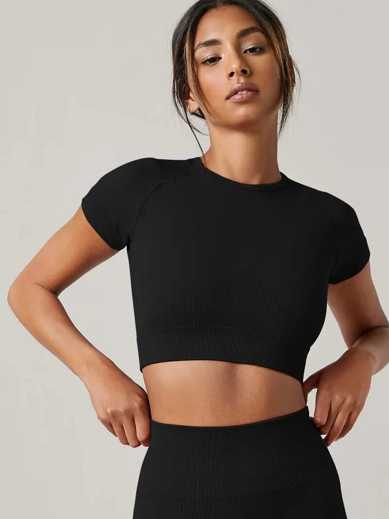 Short Sleeve Seamless Yoga Top | Quick-Dry, Four-Way Stretch | RestWellActive