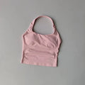 Seamless Halter Neck Yoga Tank Top | Built-In Bra, Open Back | RestWellActive