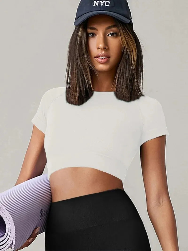 Short Sleeve Seamless Yoga Top | Quick-Dry, Four-Way Stretch | RestWellActive